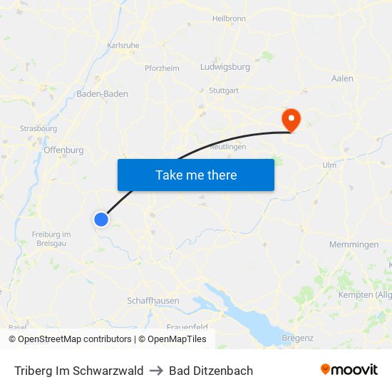 Triberg Im Schwarzwald to Bad Ditzenbach map