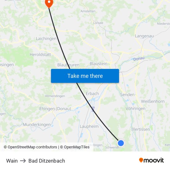 Wain to Bad Ditzenbach map