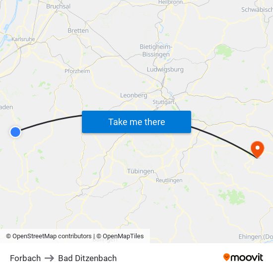 Forbach to Bad Ditzenbach map