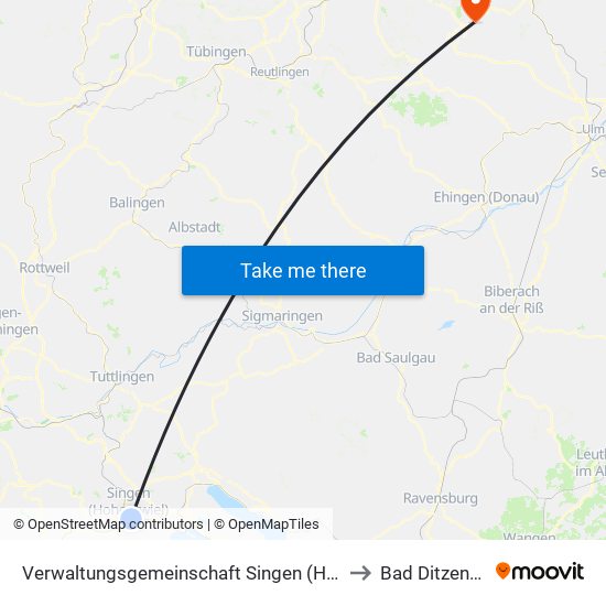 Verwaltungsgemeinschaft Singen (Hohentwiel) to Bad Ditzenbach map