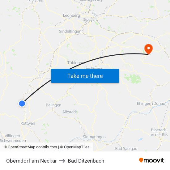 Oberndorf am Neckar to Bad Ditzenbach map