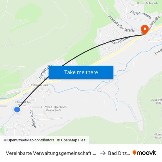 Vereinbarte Verwaltungsgemeinschaft Der Gemeinde Deggingen to Bad Ditzenbach map