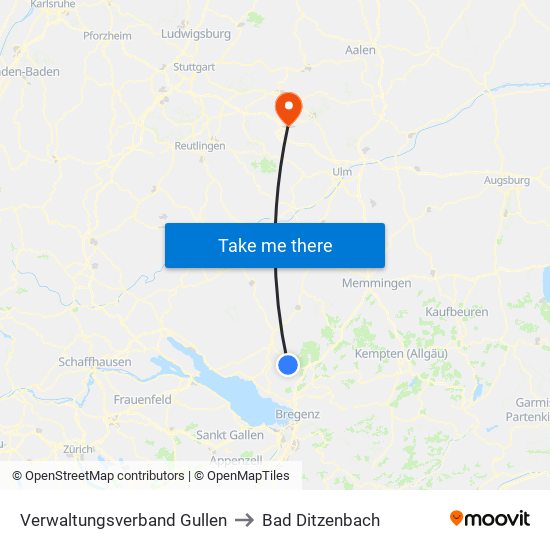 Verwaltungsverband Gullen to Bad Ditzenbach map