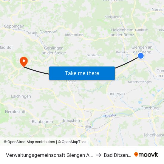 Verwaltungsgemeinschaft Giengen An Der Brenz to Bad Ditzenbach map