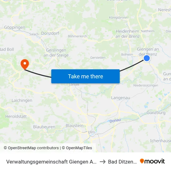 Verwaltungsgemeinschaft Giengen An Der Brenz to Bad Ditzenbach map