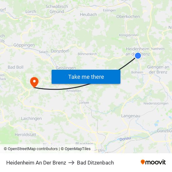 Heidenheim An Der Brenz to Bad Ditzenbach map