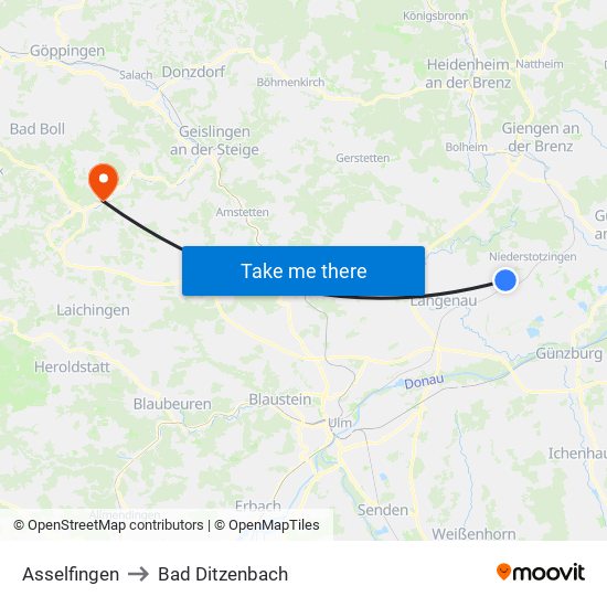 Asselfingen to Bad Ditzenbach map