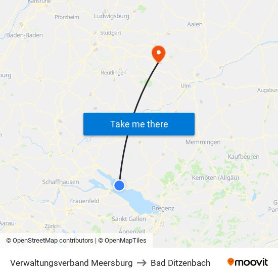 Verwaltungsverband Meersburg to Bad Ditzenbach map