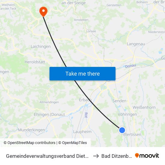 Gemeindeverwaltungsverband Dietenheim to Bad Ditzenbach map