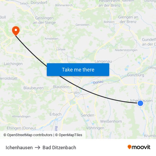 Ichenhausen to Bad Ditzenbach map