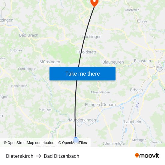 Dieterskirch to Bad Ditzenbach map