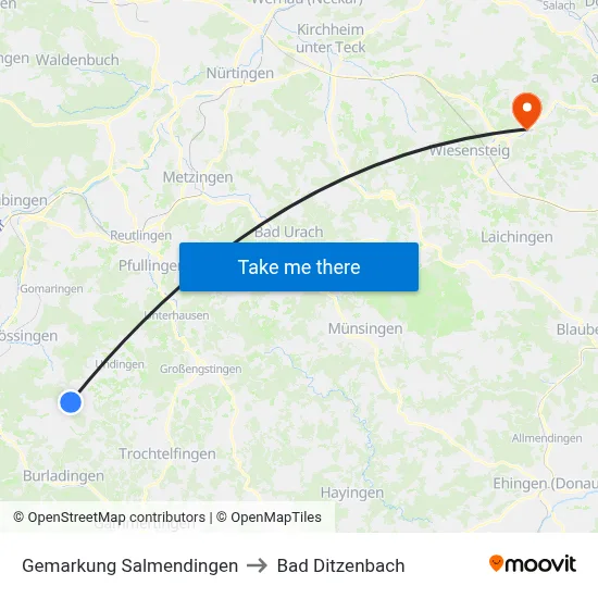 Gemarkung Salmendingen to Bad Ditzenbach map