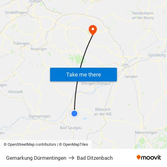 Gemarkung Dürmentingen to Bad Ditzenbach map