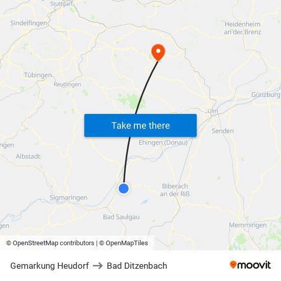 Gemarkung Heudorf to Bad Ditzenbach map