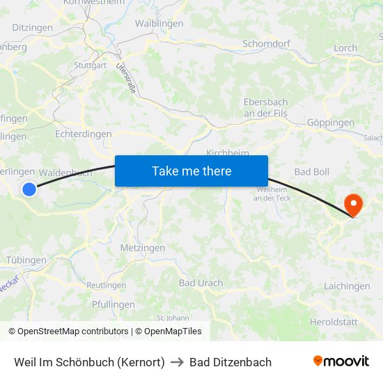 Weil Im Schönbuch (Kernort) to Bad Ditzenbach map