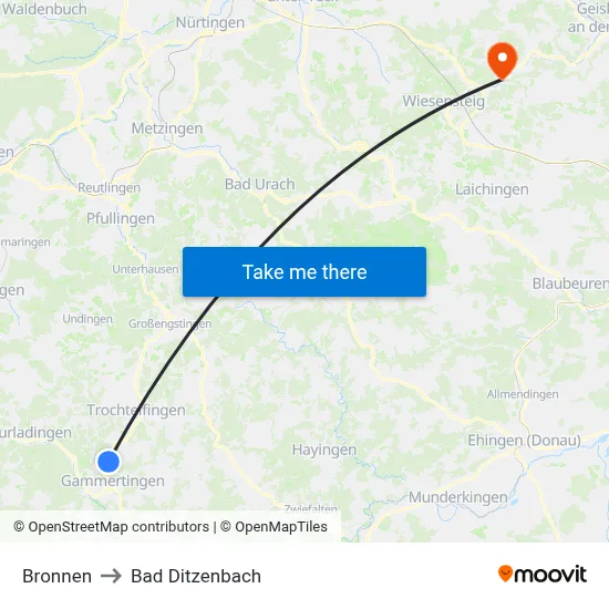 Bronnen to Bad Ditzenbach map
