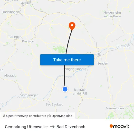 Gemarkung Uttenweiler to Bad Ditzenbach map