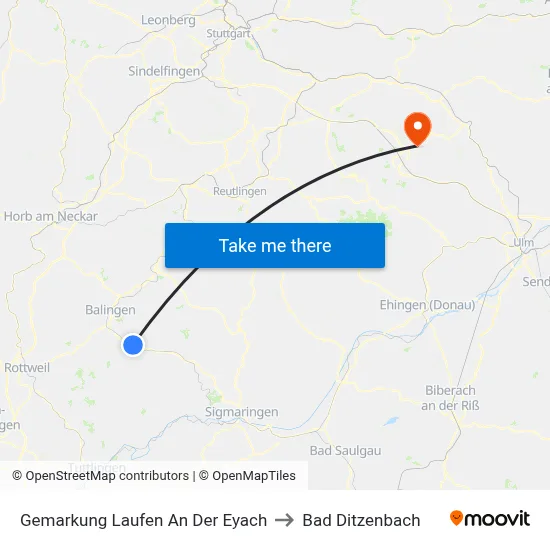 Gemarkung Laufen An Der Eyach to Bad Ditzenbach map