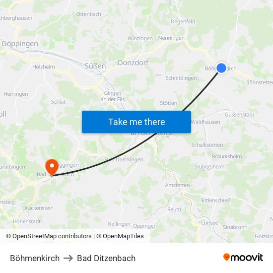Böhmenkirch to Bad Ditzenbach map