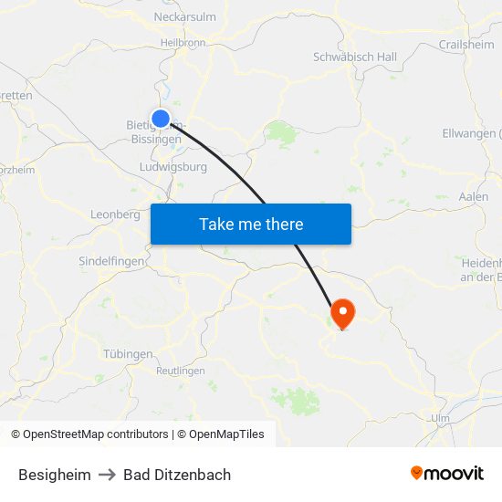 Besigheim to Bad Ditzenbach map