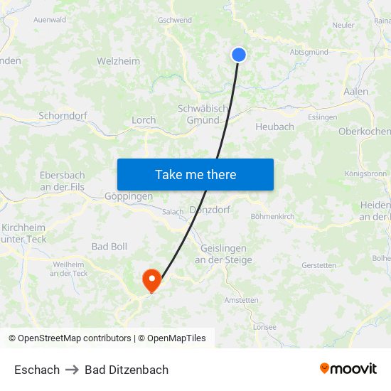 Eschach to Bad Ditzenbach map