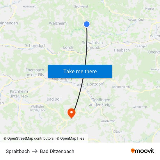 Spraitbach to Bad Ditzenbach map