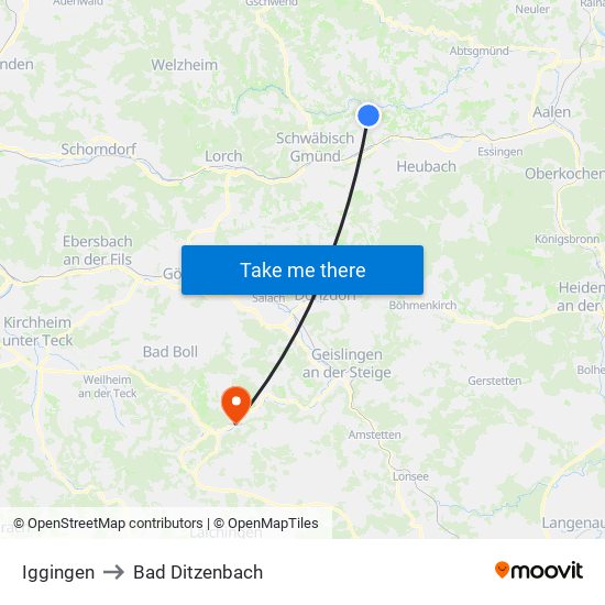 Iggingen to Bad Ditzenbach map