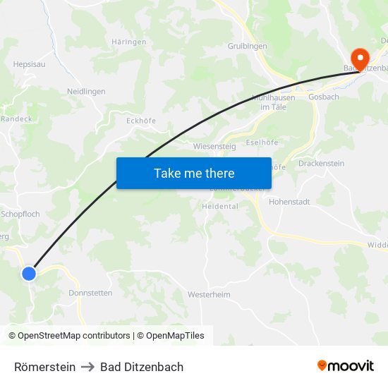 Römerstein to Bad Ditzenbach map