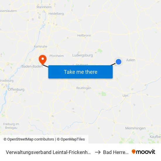 Verwaltungsverband Leintal-Frickenhofer Höhe to Bad Herrenalb map