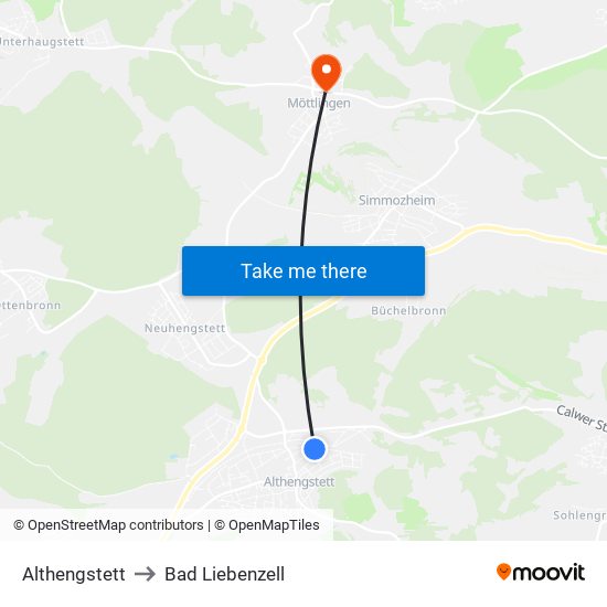 Althengstett to Bad Liebenzell map