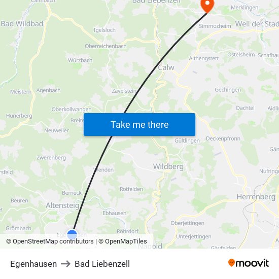 Egenhausen to Bad Liebenzell map