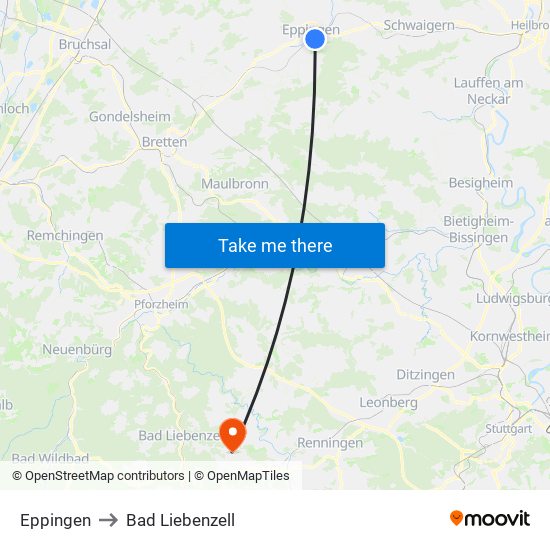 Eppingen to Bad Liebenzell map