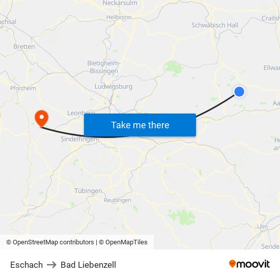 Eschach to Bad Liebenzell map