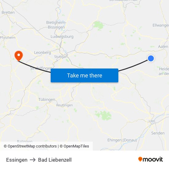 Essingen to Bad Liebenzell map