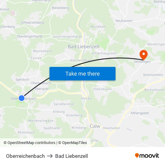 Oberreichenbach to Bad Liebenzell map