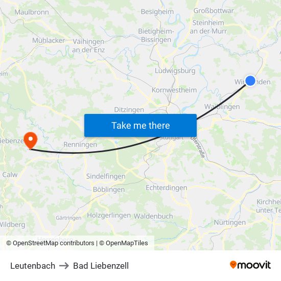 Leutenbach to Bad Liebenzell map