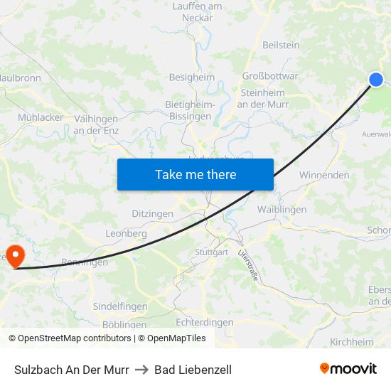 Sulzbach An Der Murr to Bad Liebenzell map