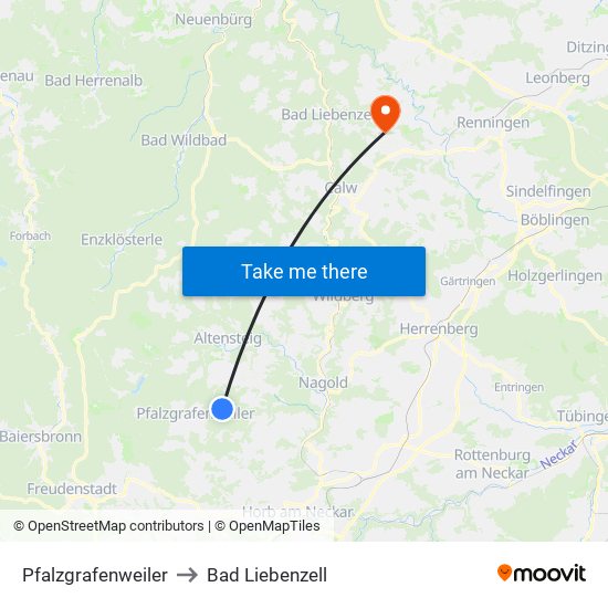 Pfalzgrafenweiler to Bad Liebenzell map