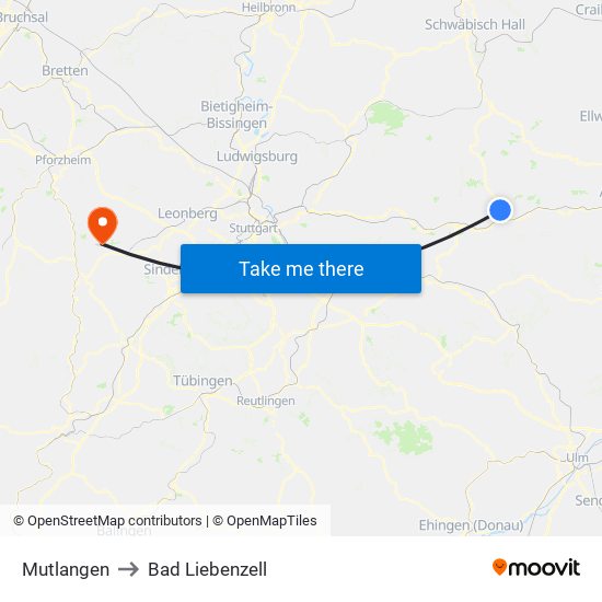 Mutlangen to Bad Liebenzell map