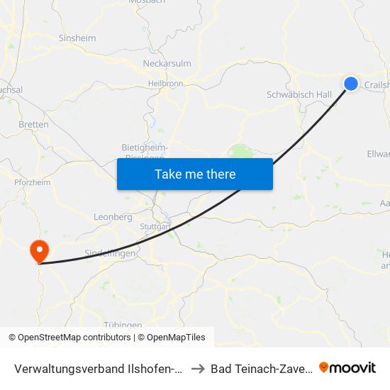 Verwaltungsverband Ilshofen-Vellberg to Bad Teinach-Zavelstein map