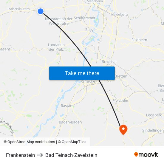 Frankenstein to Bad Teinach-Zavelstein map