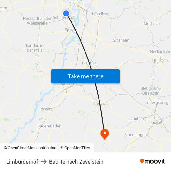 Limburgerhof to Bad Teinach-Zavelstein map