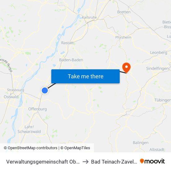 Verwaltungsgemeinschaft Oberkirch to Bad Teinach-Zavelstein map