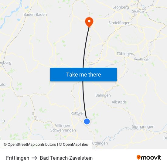 Frittlingen to Bad Teinach-Zavelstein map