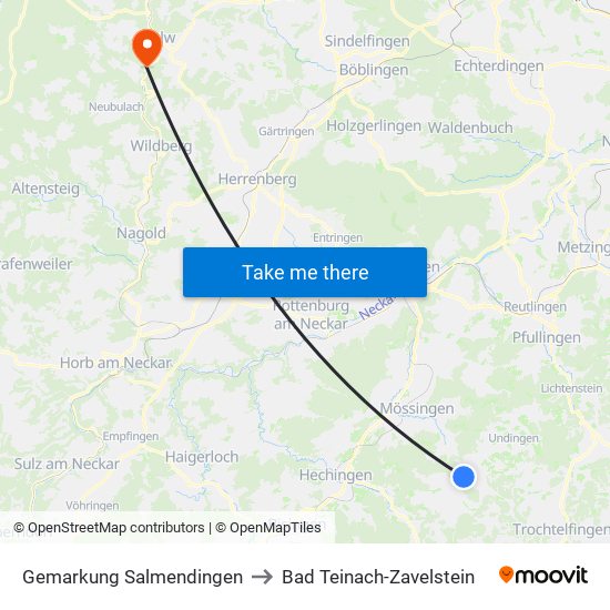 Gemarkung Salmendingen to Bad Teinach-Zavelstein map