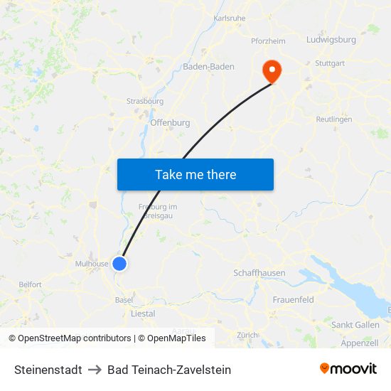 Steinenstadt to Bad Teinach-Zavelstein map