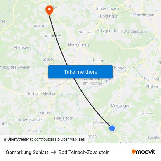 Gemarkung Schlatt to Bad Teinach-Zavelstein map