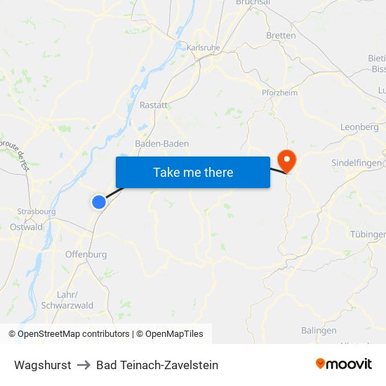 Wagshurst to Bad Teinach-Zavelstein map