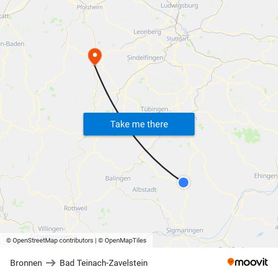 Bronnen to Bad Teinach-Zavelstein map