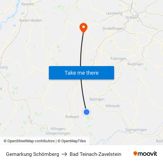 Gemarkung Schömberg to Bad Teinach-Zavelstein map
